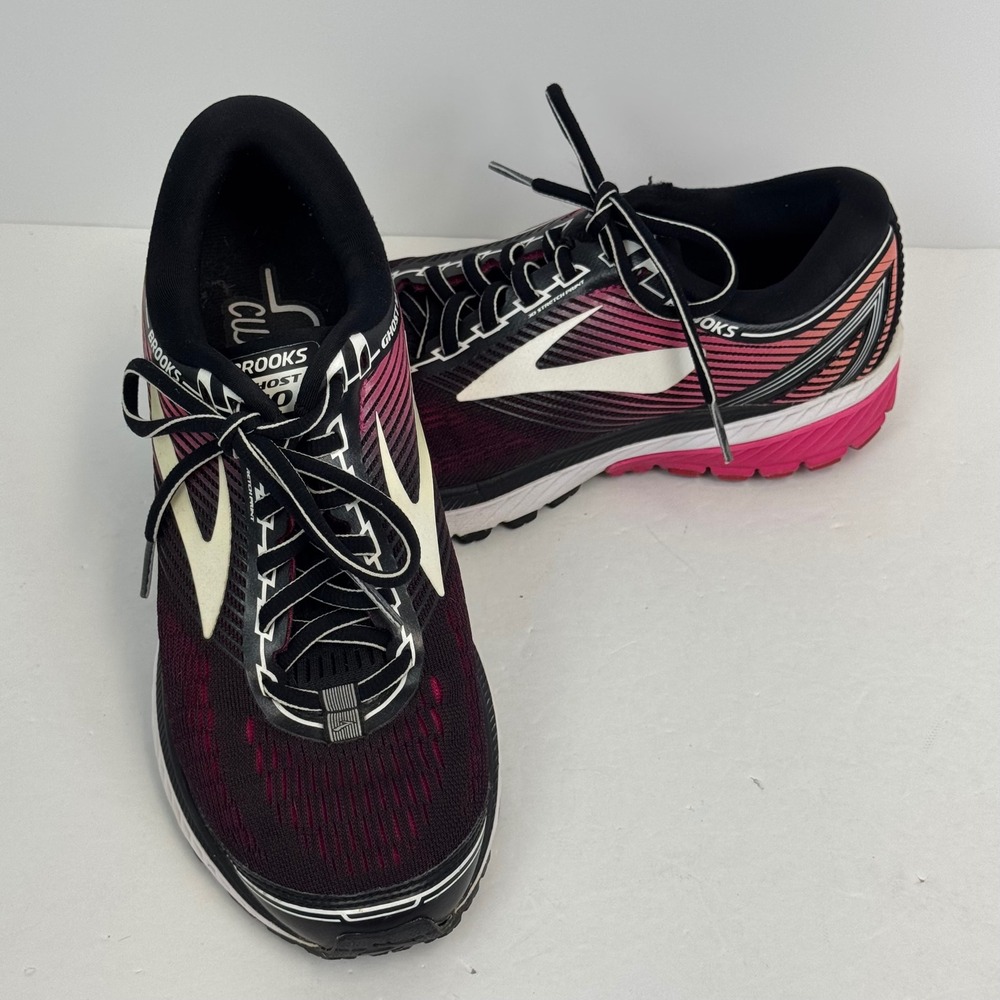 Brooks Ghost 10 Womens Running Shoes Black Pink‎ White 1202461B067 Size 8.5
